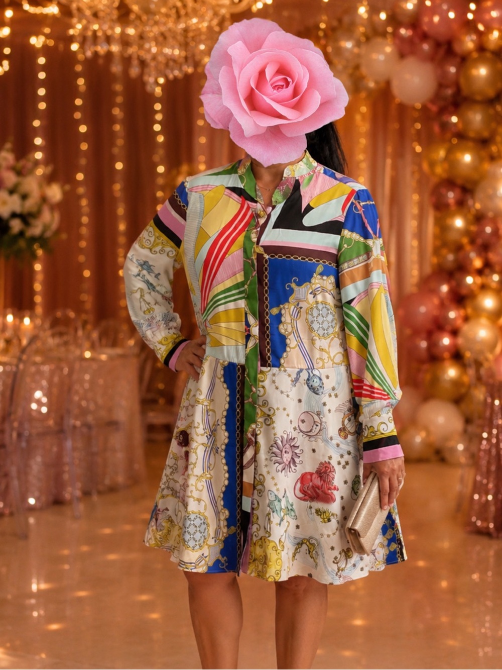 Zara Colorful Geometric and Floral Dress